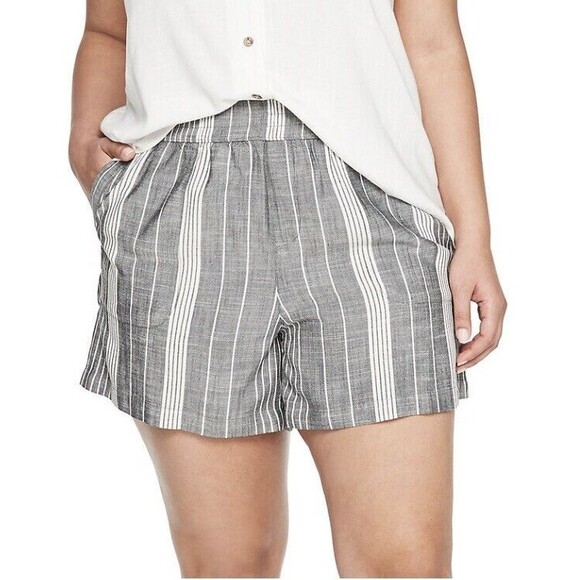 Women's Sonoma Shorts Ultracomfort Waistband Mid Rise Plus Pull On Stripe 4X NWT - Picture 1 of 8